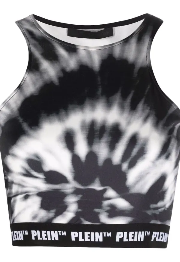 Philipp Plein batikfärgad croptop - Svart