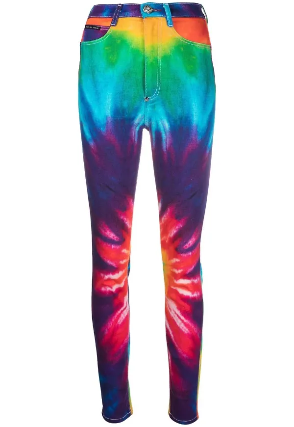 Philipp Plein batikfärgade skinny-jeans - Blå