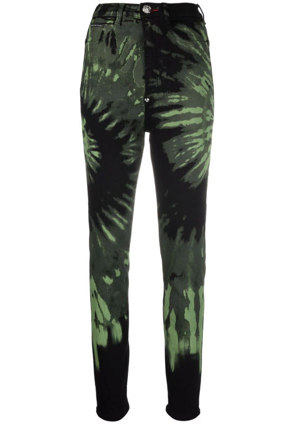 Philipp Plein batikfärgade skinny-jeans - Grön
