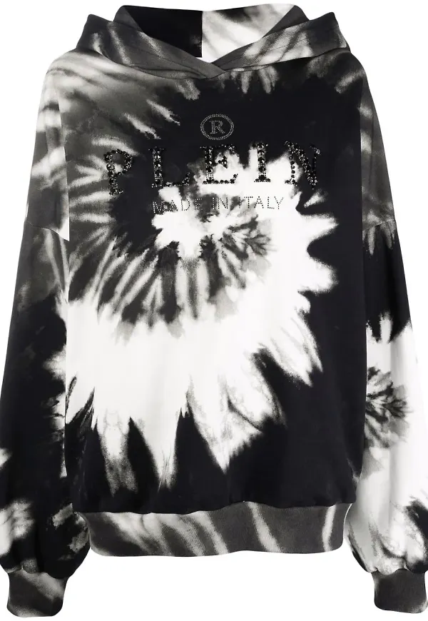 Philipp Plein batikmönstrad hoodie - Svart