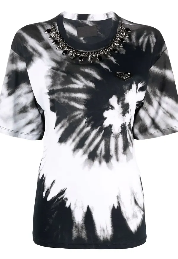 Philipp Plein batikmönstrad t-shirt - Vit