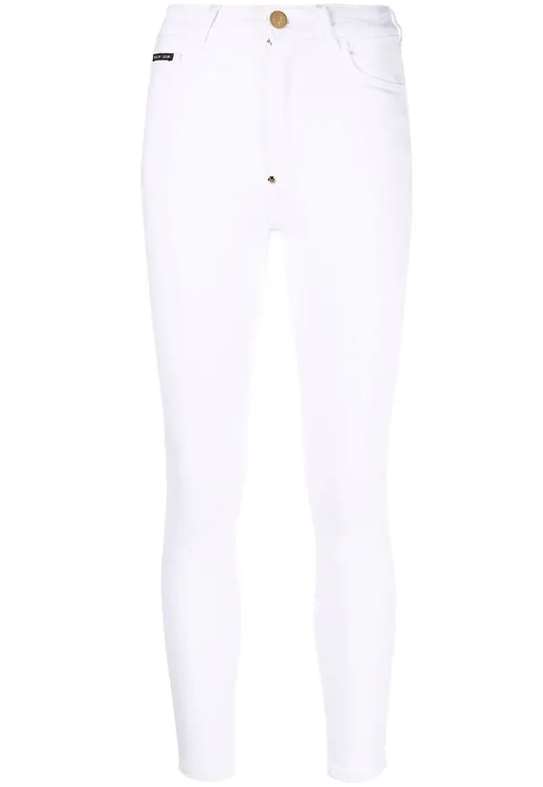Philipp Plein beskurna skinny-jeans - Vit