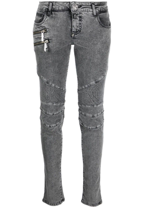 Philipp Plein Bike skinny-jeans med låg midja - Grå