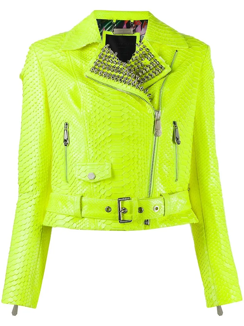 Philipp Plein biker-jacka med nitar - Gul
