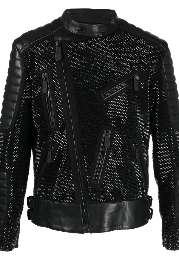 Philipp Plein bikerjacka i läder - Svart