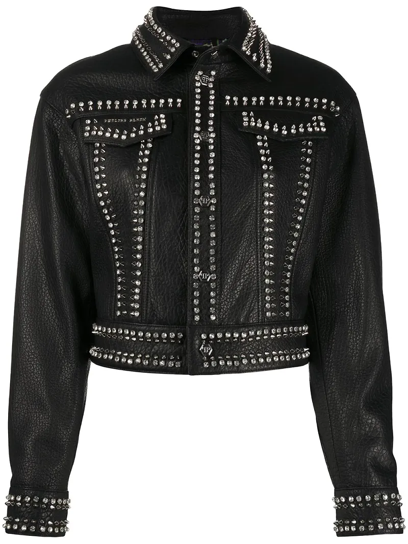 Philipp Plein bikerjacka med dödskalle - Svart