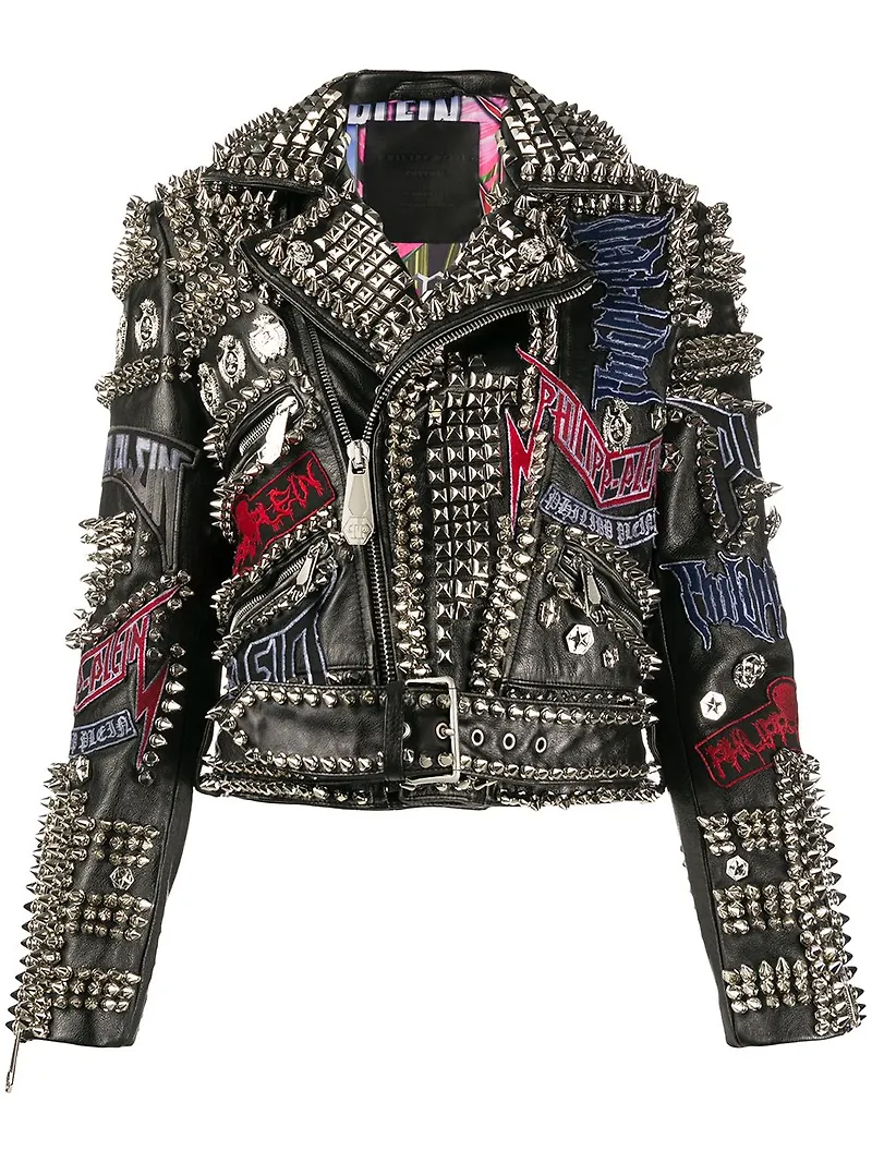 Philipp Plein bikerjacka med nitar - Svart