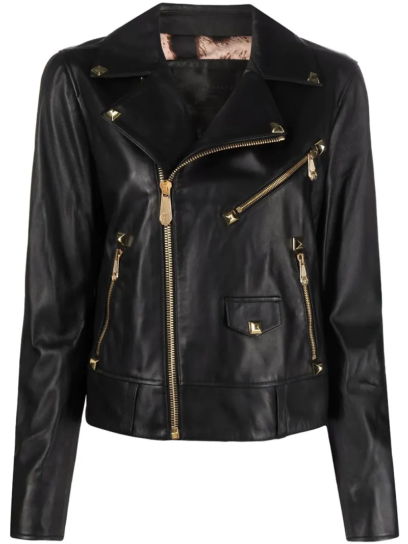 Philipp Plein bikerjacka med nitar - Svart