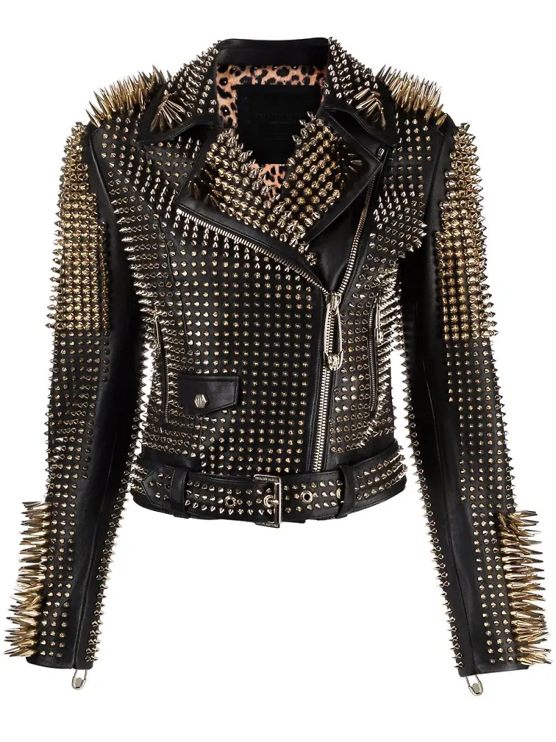 Philipp Plein bikerjacka med nitar - Svart