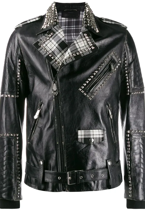 Philipp Plein bikerjacka med nitar - Svart