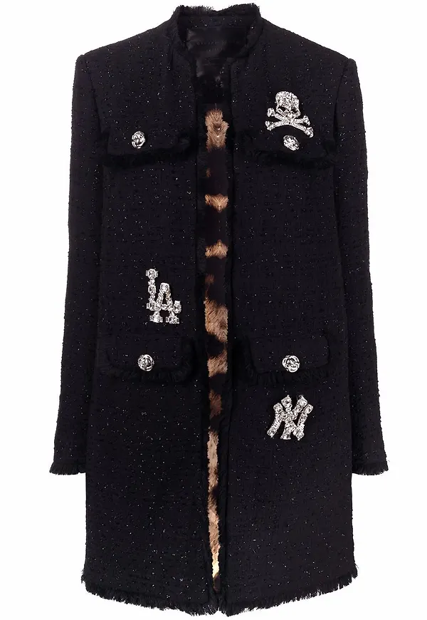 Philipp Plein blazer med brosch - Svart
