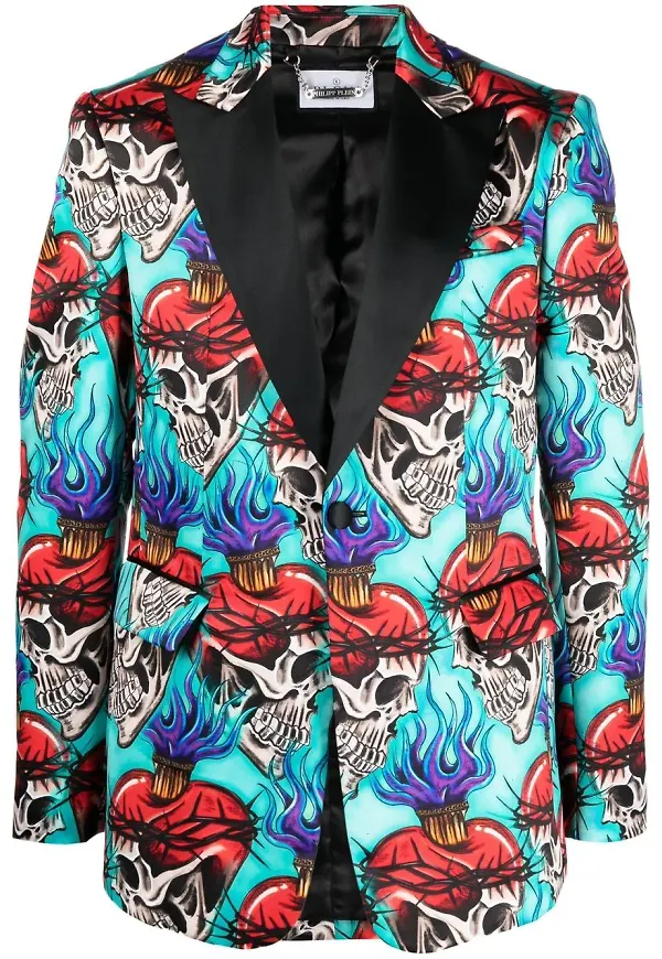 Philipp Plein blazer med dödskalle - Blå