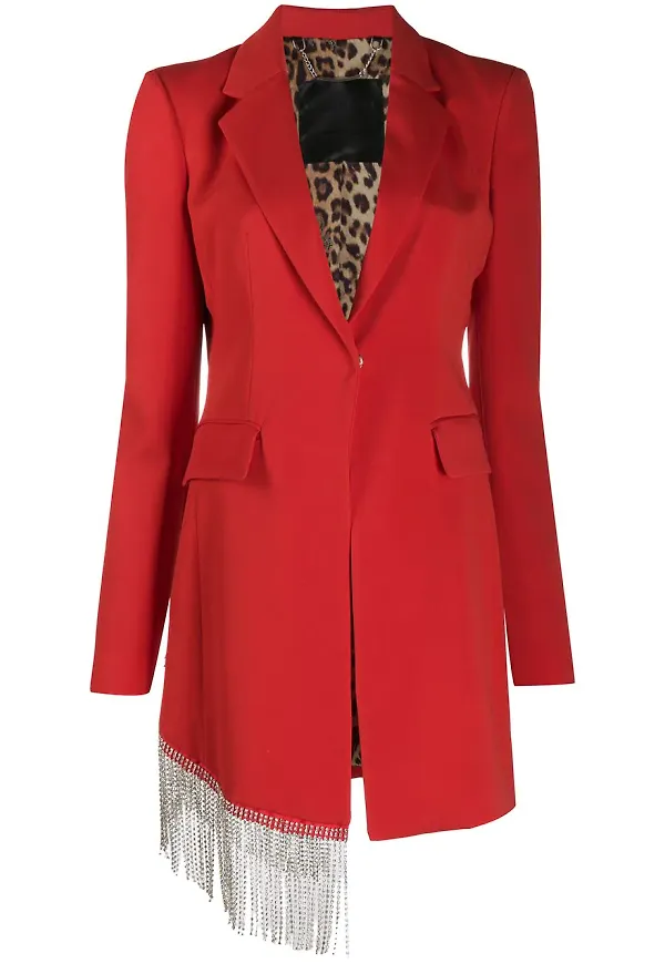 Philipp Plein blazer med strassfransar - Röd
