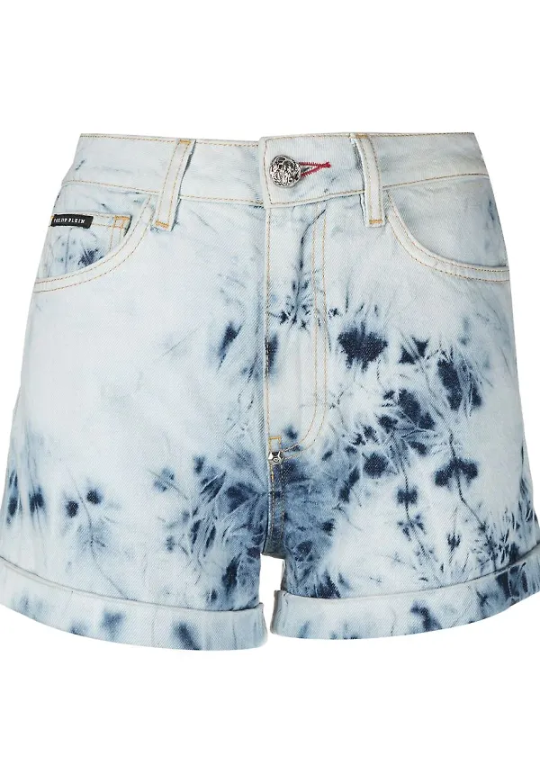 Philipp Plein blekta hotpants - Blå
