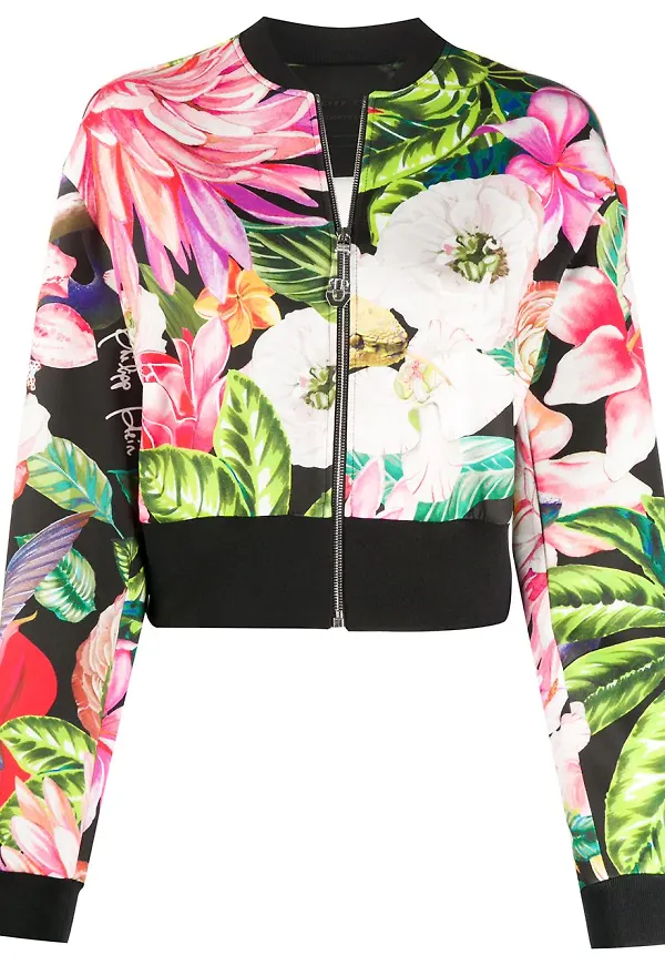 Philipp Plein blommig bomberjacka - Svart