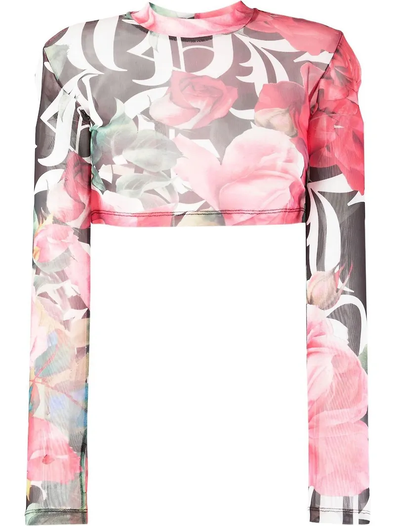 Philipp Plein blommig croptop - Rosa