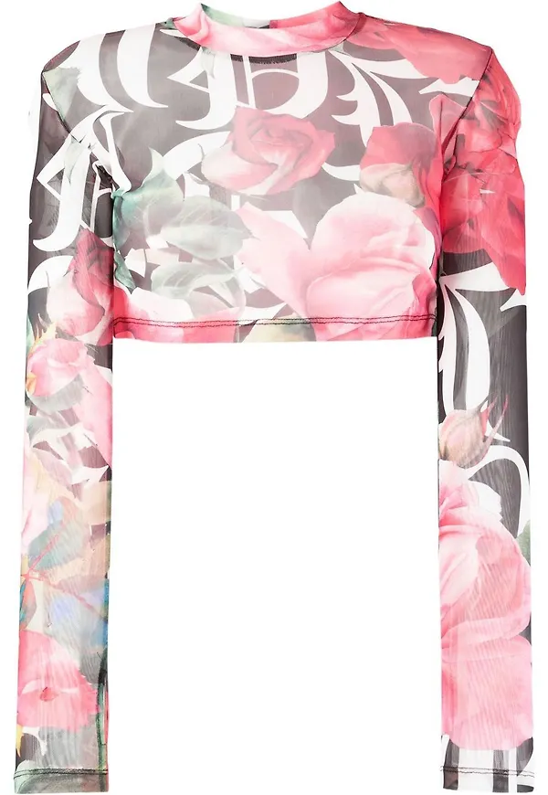 Philipp Plein blommig croptop - Rosa