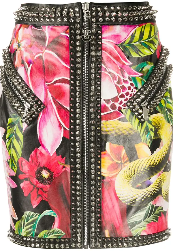 Philipp Plein blommig minikjol - Svart