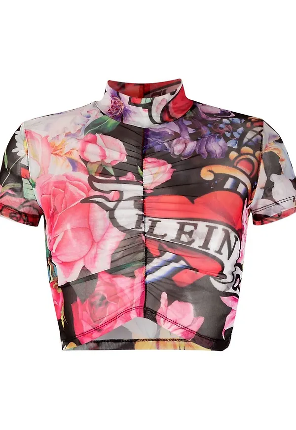 Philipp Plein blommig t-shirt - Svart