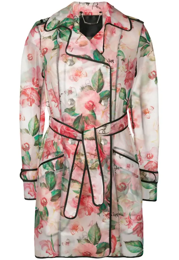 Philipp Plein blommig trenchcoat - Rosa