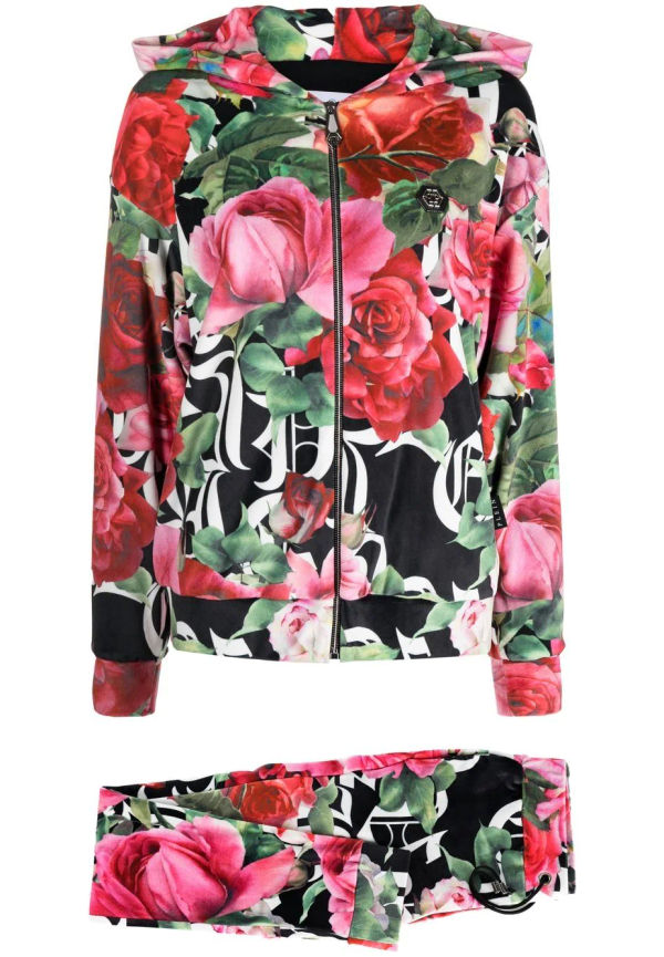 Philipp Plein blommig träningsoverall - Röd