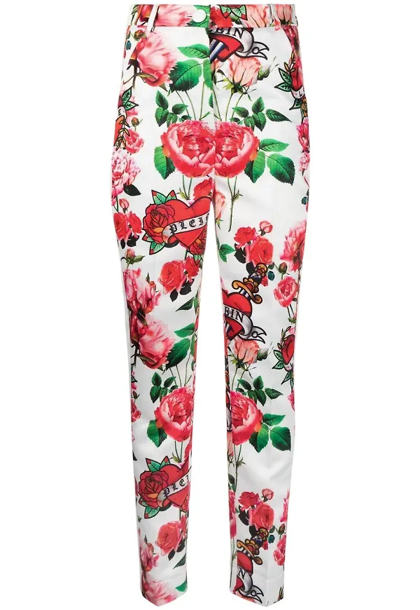 Philipp Plein blommiga byxor - Vit