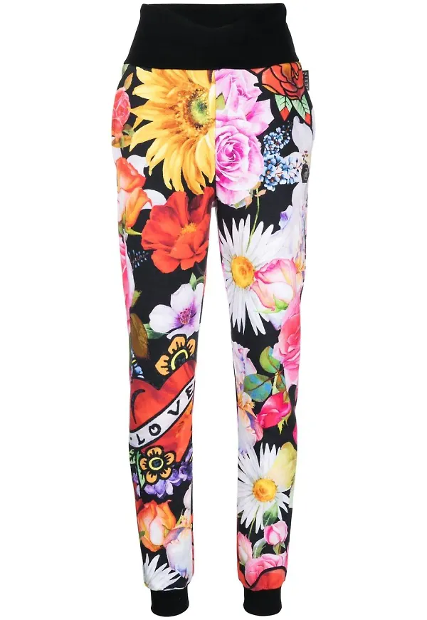 Philipp Plein blommiga mjukisbyxor - Svart