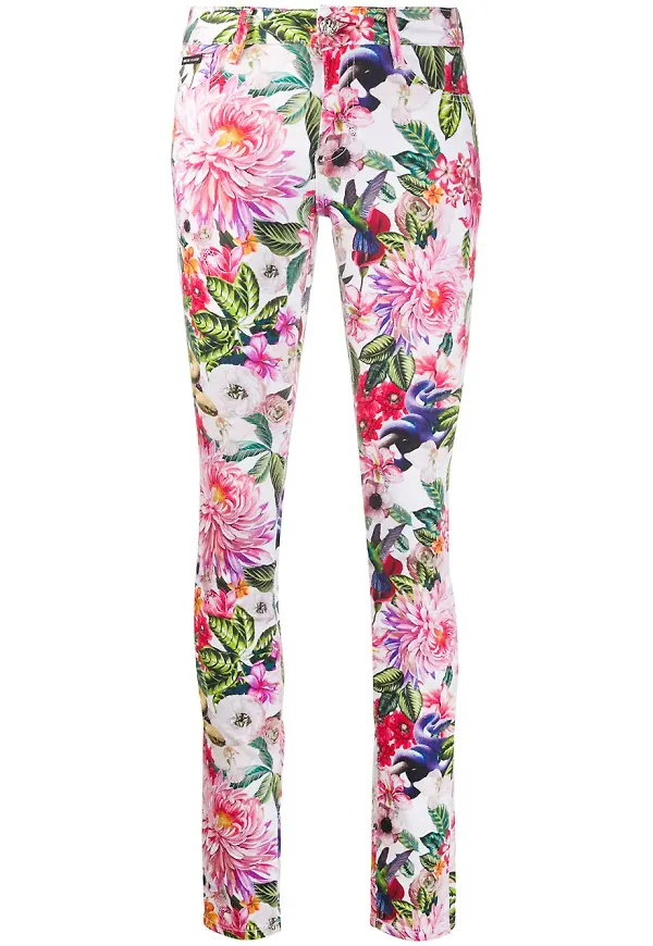 Philipp Plein blommiga skinny-jeans - Rosa