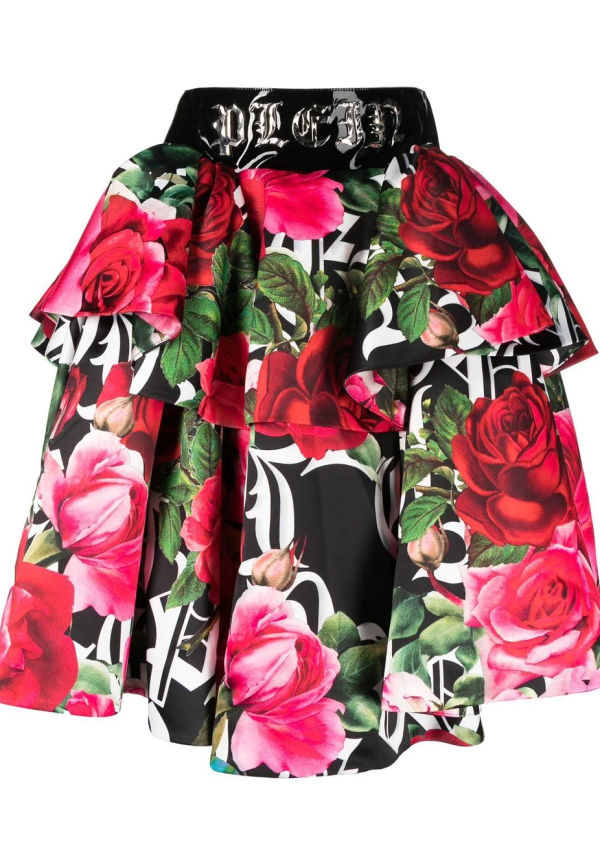 Philipp Plein Blossom kjol med blommigt tryck - Svart