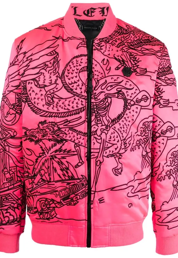 Philipp Plein bomberjacka med brodyr - Rosa