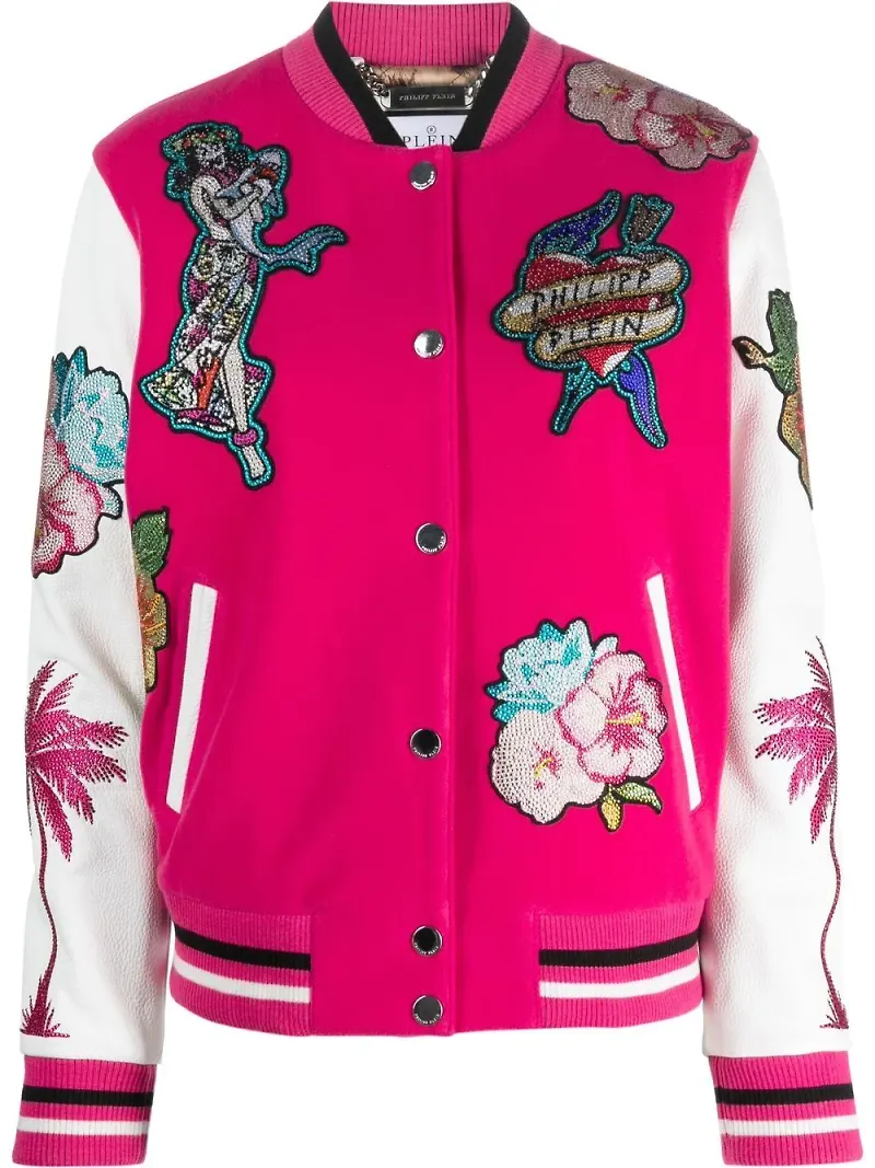Philipp Plein bomberjacka med Hawaii-tryck - Rosa