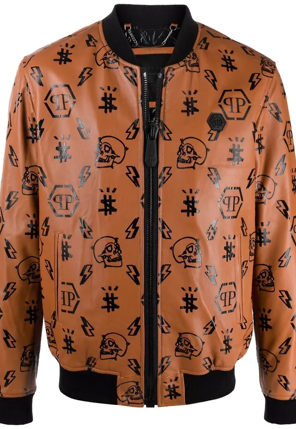 Philipp Plein bomberjacka med monogram - Brun