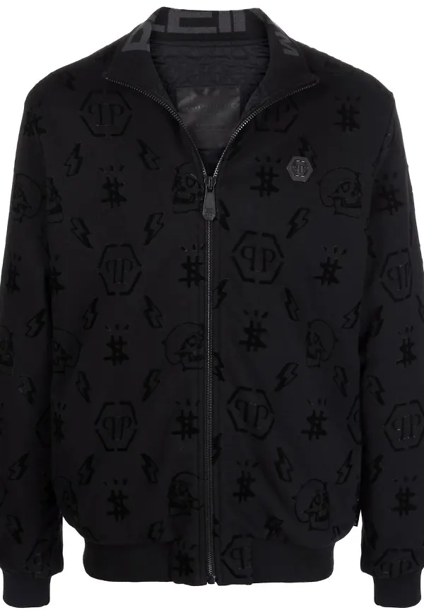 Philipp Plein bomberjacka med monogram - Svart