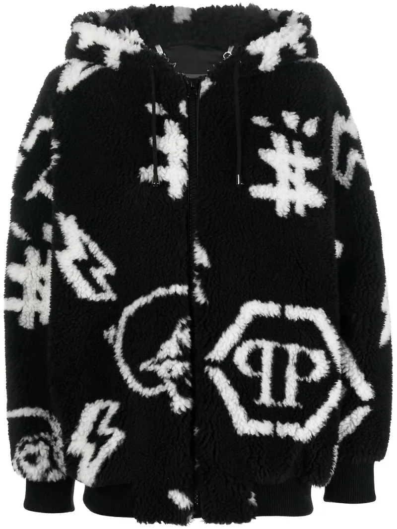 Philipp Plein bomberjacka med monogram - Svart