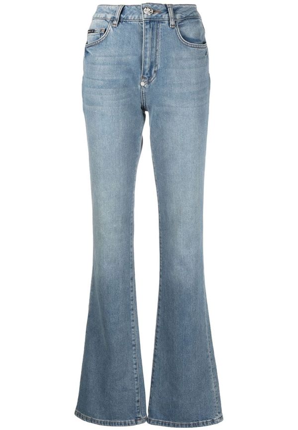 Philipp Plein bootcut-jeans med logotypplakett - Blå