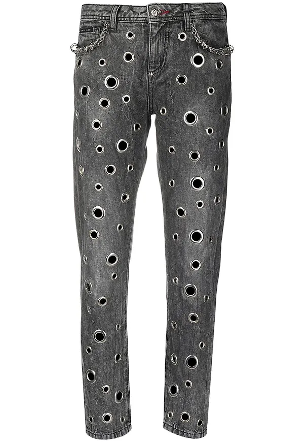 Philipp Plein boyfriend-jeans med ringdetalj - Grå