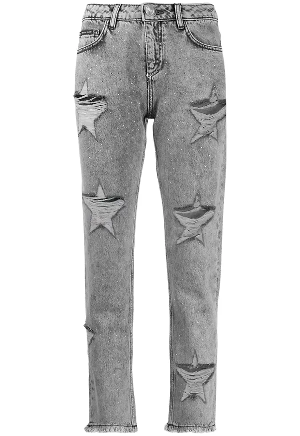 Philipp Plein boyfriend-jeans med slitning - Grå