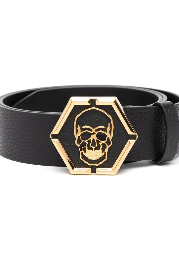 Philipp Plein bälte med dödskalle - Svart