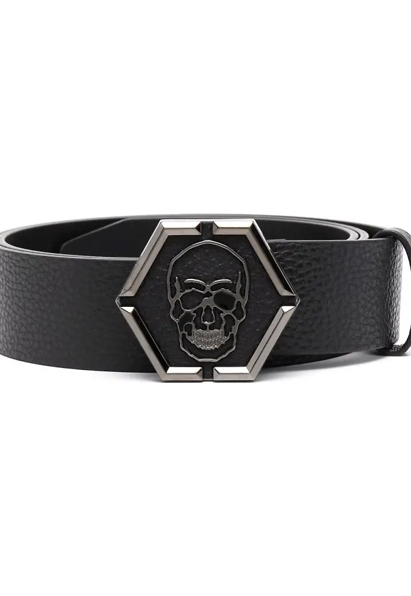 Philipp Plein bälte med dödskalle - Svart