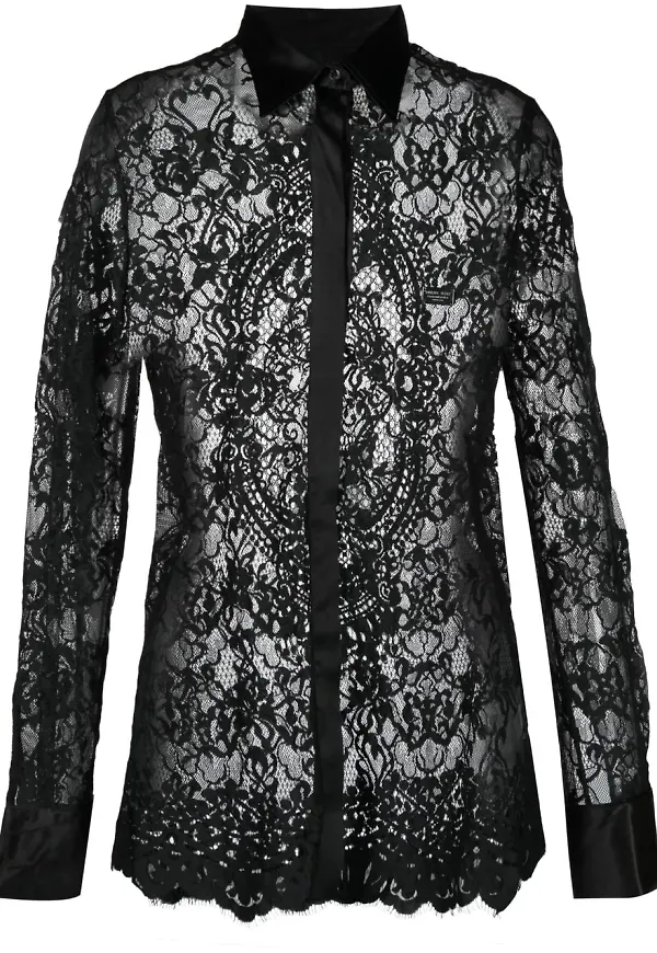 Philipp Plein Classic spetsskjorta - Svart