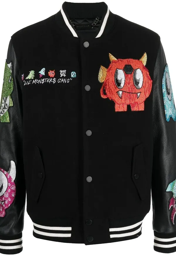 Philipp Plein collegejacka med lappdetalj - Svart