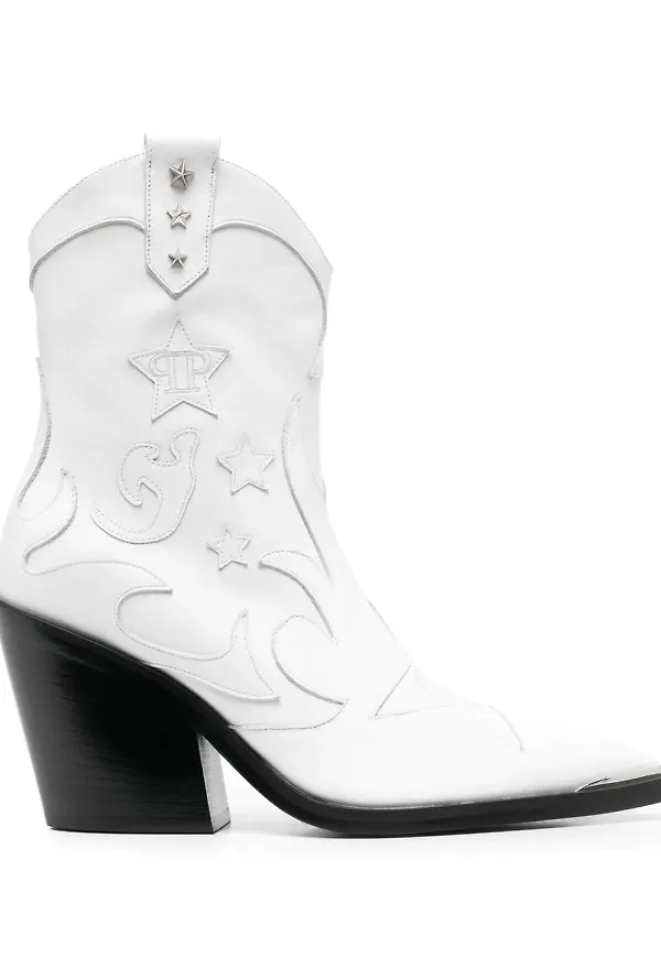 Philipp Plein cowboystövlar med stjärndetalj - Vit