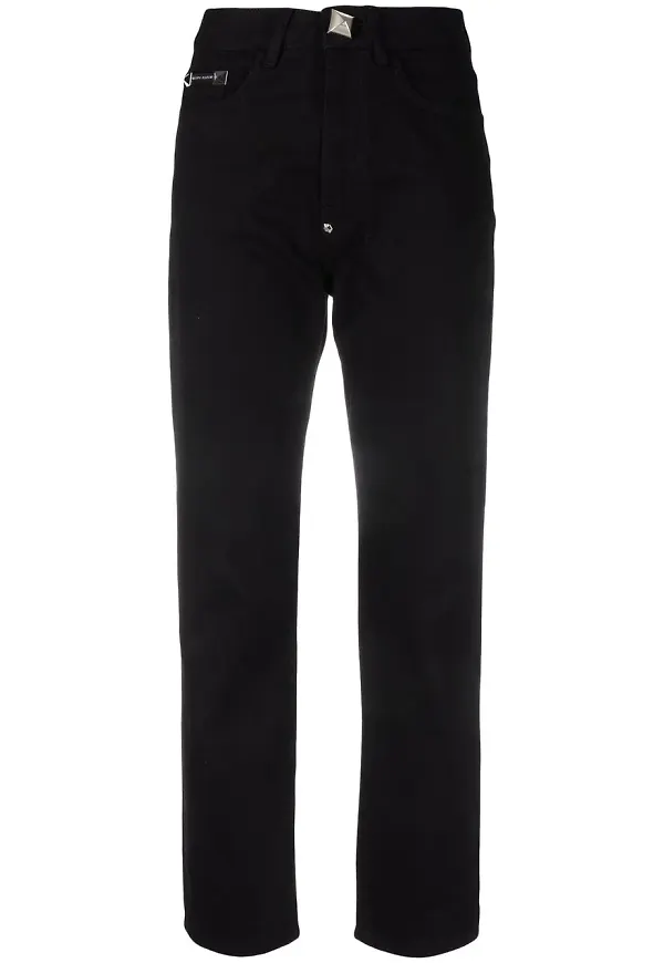 Philipp Plein croppade boyfriend-jeans - Svart