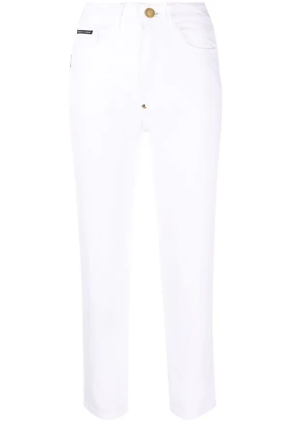 Philipp Plein croppade boyfriend-jeans - Vit