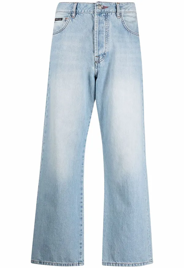 Philipp Plein croppade jeans - Blå