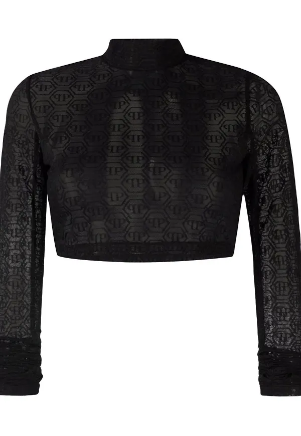 Philipp Plein croptop med monogram - Svart