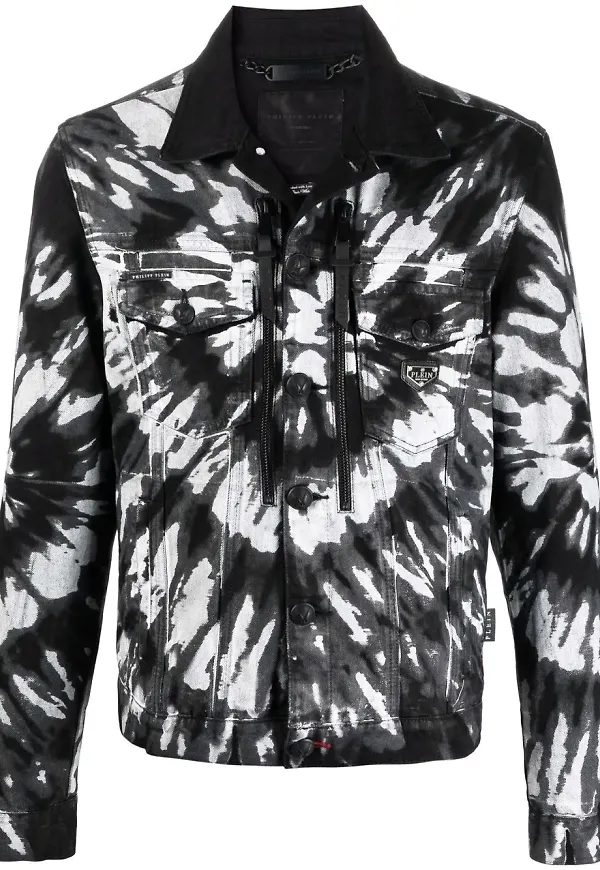 Philipp Plein Drill batikmönstrad jeansjacka - Svart
