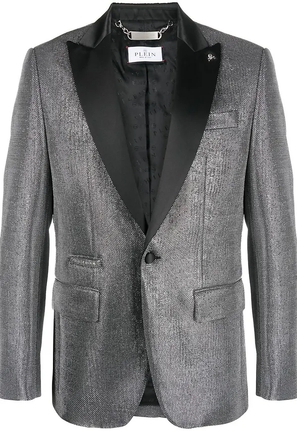 Philipp Plein dubbelknäppt blazer - Silverfärgad
