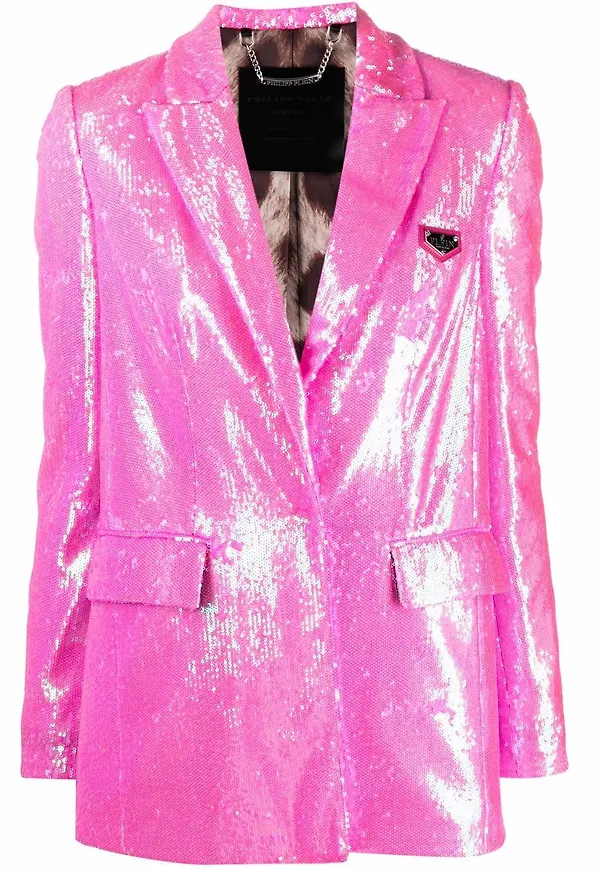 Philipp Plein enkelknäppt paljettprydd blazer - Rosa