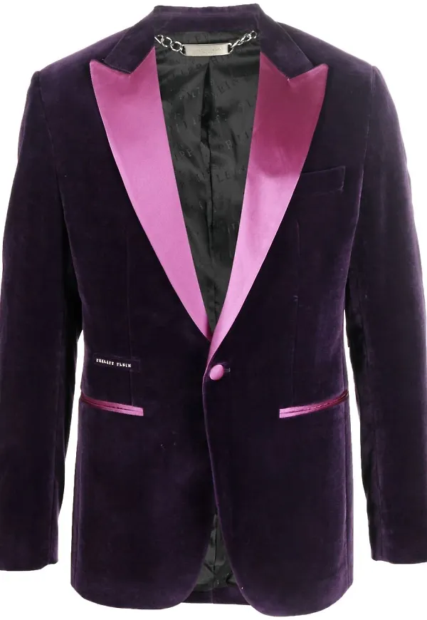 Philipp Plein enkelknäppt sammetsblazer - Lila